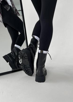 Celine boots black leather, черевики на хутрі, ботинки на меху, зимние сапоги8 фото