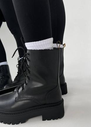 Celine boots black leather, черевики на хутрі, ботинки на меху, зимние сапоги2 фото