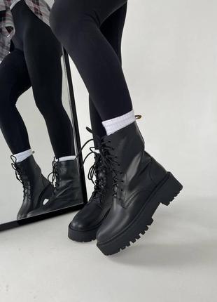 Celine boots black leather, черевики на хутрі, ботинки на меху, зимние сапоги7 фото