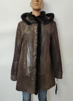 Красивая женская натуральная дубленка куртка, р.4xl/5xl