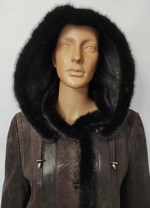 Красивая женская натуральная дубленка куртка, р.4xl/5xl4 фото