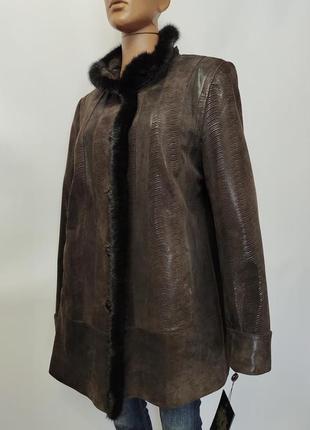 Красивая женская натуральная дубленка куртка, р.4xl/5xl6 фото