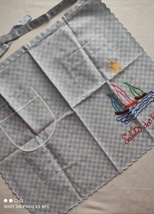 Кухонний фартух з вишивкою, з вітрилами, італія, передник, фартух кухонний 54х64