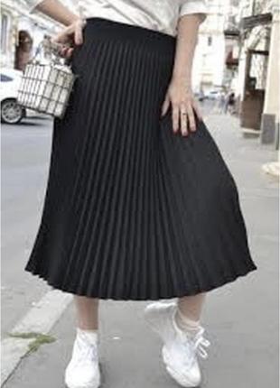 Батал!!! базовая винтажная черная миди юбка плиссе!!! пр-во финляндия!3 фото
