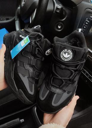 Зимові кросівки adidas niteball чорні (хутро)