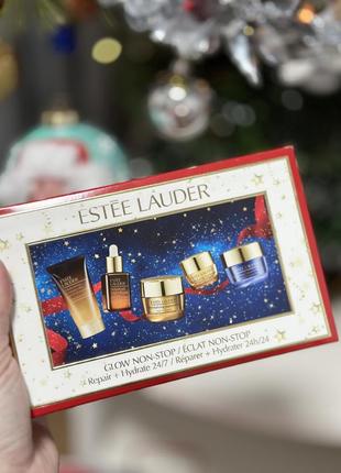 Подарунковий набір люкс! estee lauder glow non-stop skincare gift set сироватка крем1 фото