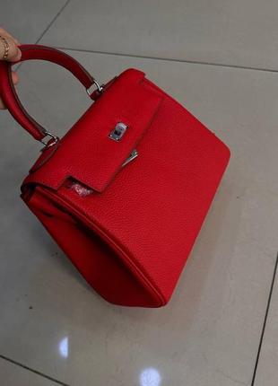 Красная сумка кожаная в стиле hermes kelly2 фото