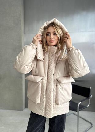 Женская осенняя зимняя короткая куртка,женская зимняя короткая куртка осенняя баллоновая,пуфер,пуффер,пуховик тёплая, теплый, оверсайз4 фото