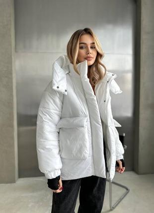 Женская осенняя зимняя короткая куртка,женская зимняя короткая куртка осенняя баллоновая,пуфер,пуффер,пуховик тёплая, теплый, оверсайз6 фото