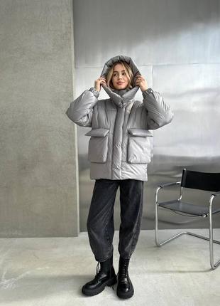 Женская осенняя зимняя короткая куртка,женская зимняя короткая куртка осенняя баллоновая,пуфер,пуффер,пуховик тёплая, теплый, оверсайз1 фото