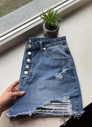 Базові джинсові шорти висока посадка5 фото