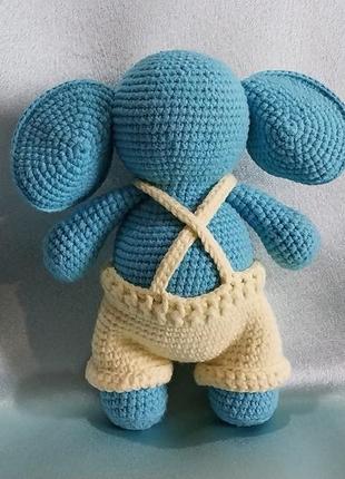 Слон, мягкая вязанная игрушка слон в украинских тонах3 фото