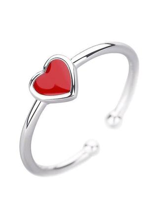 Серебряное кольцо "романтическое сердечко"2 фото