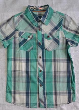 Sale летняя рубашка для мальчика в клетку зеленая (glo-story, венгрия)1 фото