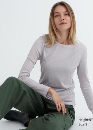 Женский лонгслив uniqlo в рубчик