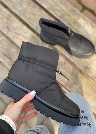 Дутики женские зимние черные ботинки4 фото