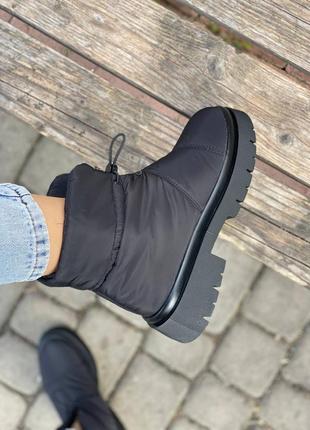 Дутики женские зимние черные ботинки2 фото