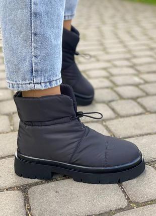 Дутики женские зимние черные ботинки7 фото