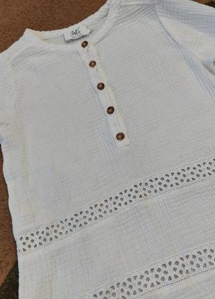 Шикарная блуза блузка жатка прошва белая белья хс размер8 фото