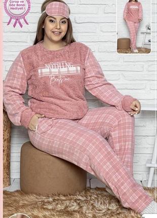 Балталл теплая флисовая махровая пижама/домашний костюм кофта и брюки 50-56