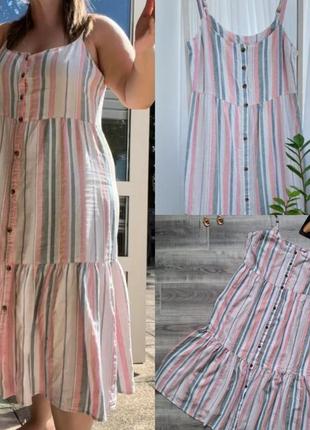 Літня лляна ярусна сукня плаття сарафан льон
