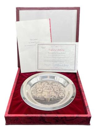 Коллекционная серебряная тарелка franklin mint "колядка", 1972 год.1 фото