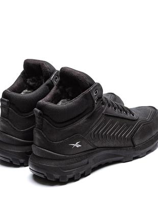 Мужские зимние кожаные ботинки reebok classic black