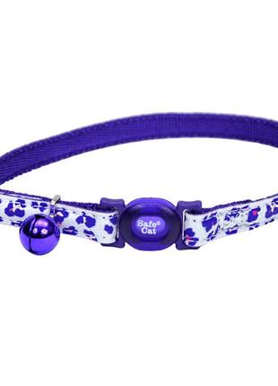 Светящийся безопасный ошейник для котов coastal fashion safe cat collar фиолетовый леопард см. 1х20-30 см