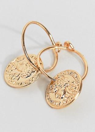 Серьги кольца, серьги подвески с монетами, серьги монеты liars &amp;lovers с сайта asos1 фото