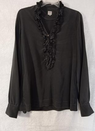 Итальянская шелковая бутиковая красивая блуза графит темно серая1 фото