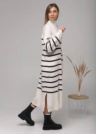Довга тепла вʼязана сукня міді максі в рубчик,женское длинное вязаное платье миди макси тёплое в рубчик в смужку в полоску длинное довге2 фото