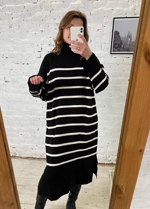 Довга тепла вʼязана сукня міді максі в рубчик,женское длинное вязаное платье миди макси тёплое в рубчик в смужку в полоску длинное довге7 фото
