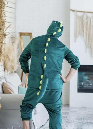 Кигуруми піжама цілісна динозавр зелений піжамка плюшева діно для чоловіків, жінок, дітей6 фото