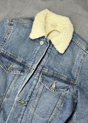 Шерпа джинсовая куртка удлиненная с мехом hm4 фото