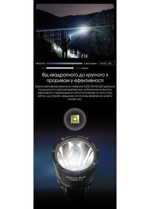Ручний далекобійний тактичний ліхтар nitecore mh25 pro (3300люмен, 705м, 5300маг, usb type-c)9 фото