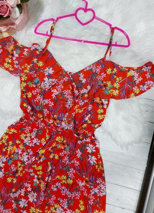 Сукня сарафан батал в квіти плаття в квітковий принт з відкритими плечима 52 54 розпродаж2 фото