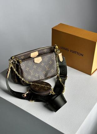 Отличная коричневая брендированная сумочка от louis vuitton с зеленым ремешком7 фото