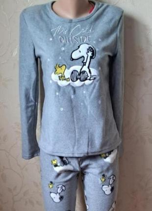 Піжама жіноча плюшева, підліткова піжама зимова, пижама, утеплена піжама худі та джогери, піжама з собачками