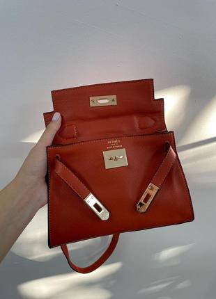 Сумка сумочка hermès kèlly bag mini hermes оранжева чорна коричнева маленька стильна еко шкіра6 фото