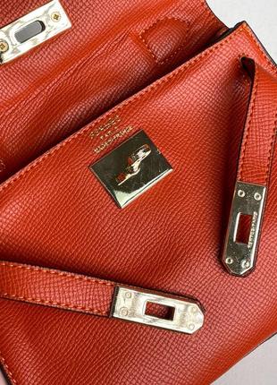 Сумка сумочка hermès kèlly bag mini hermes оранжевая черная коричневая маленькая стильная эко кожа3 фото