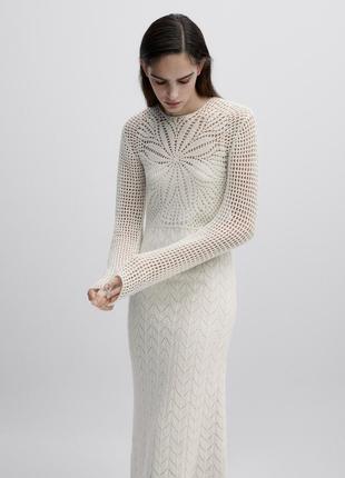 Crochet dress платье вязаное кремовое белое massimo dutti studio новое