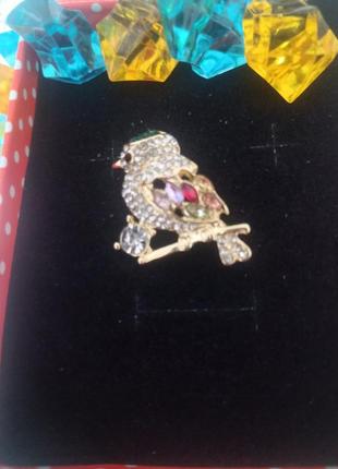 Брошка блискуча у вигляді пташки