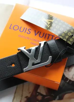 Жіночий шкіряний ремінь louis vuitton чорний . ширина 3 см.3 фото