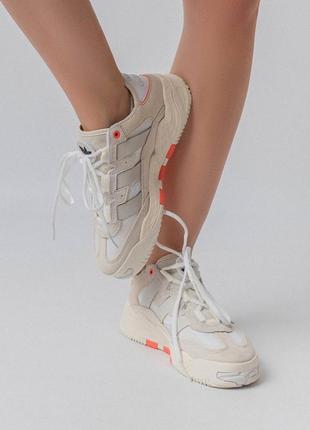 Классные женские кроссовки adidas niteball cream orange premium бежевые с оранжевым4 фото