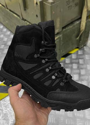 Мужские нубуковые ботинки ninja's на резиновой прошитой подошве / летние берцы черные размер 402 фото