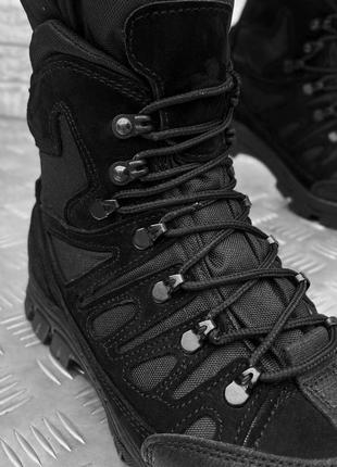 Мужские нубуковые ботинки ninja's на резиновой прошитой подошве / летние берцы черные размер 403 фото