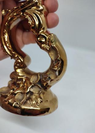 Свечник на одну свечу золотого цвета золотистый керамический фарфор фарфор фарфоровый