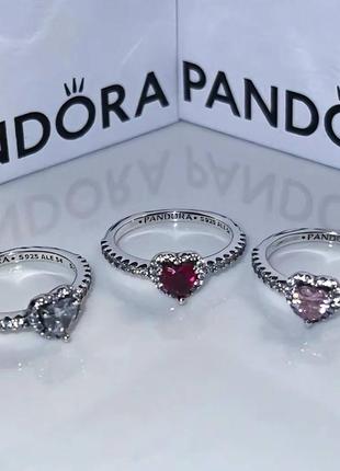 Серебряное кольцо сердце pandora2 фото