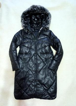 Стьобане зимове пальто mohito з капюшоном1 фото