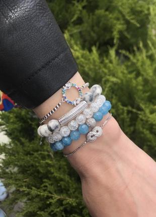 Браслеты из агата и голубого кварца